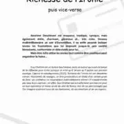 RICHESSE DE L’IRONIE