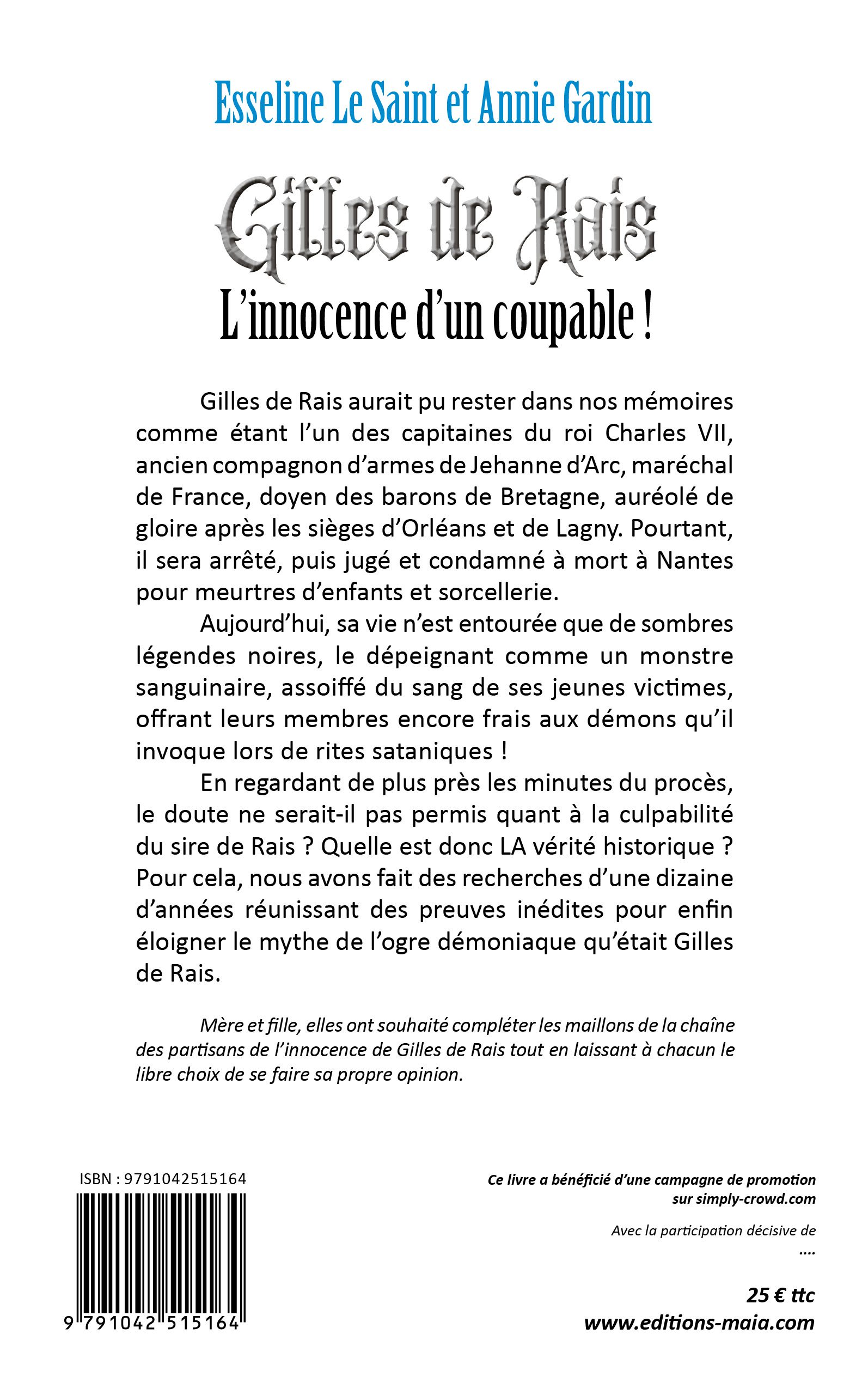 Gilles de Rais L’innocence d’un Coupable !