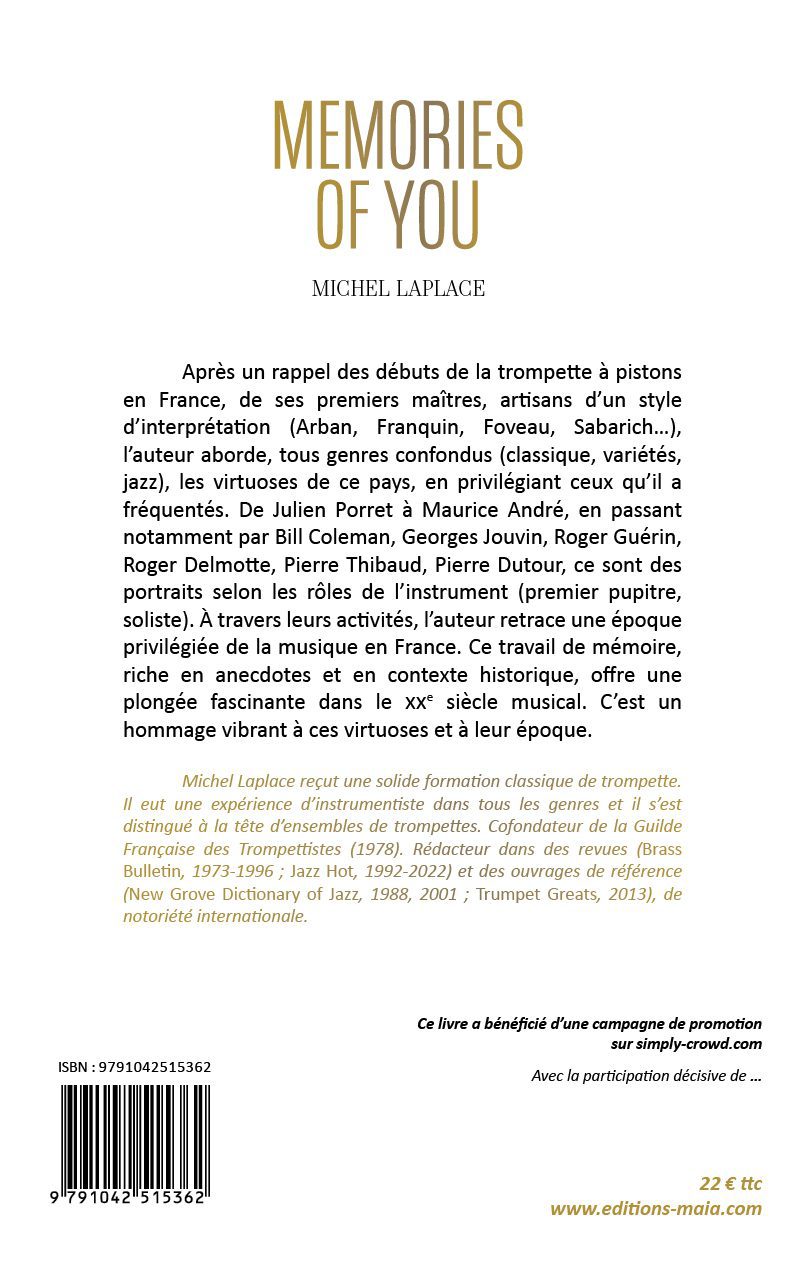 MEMORIES OF YOU. Mon monde de la trompette en France de Arban à Maurice André